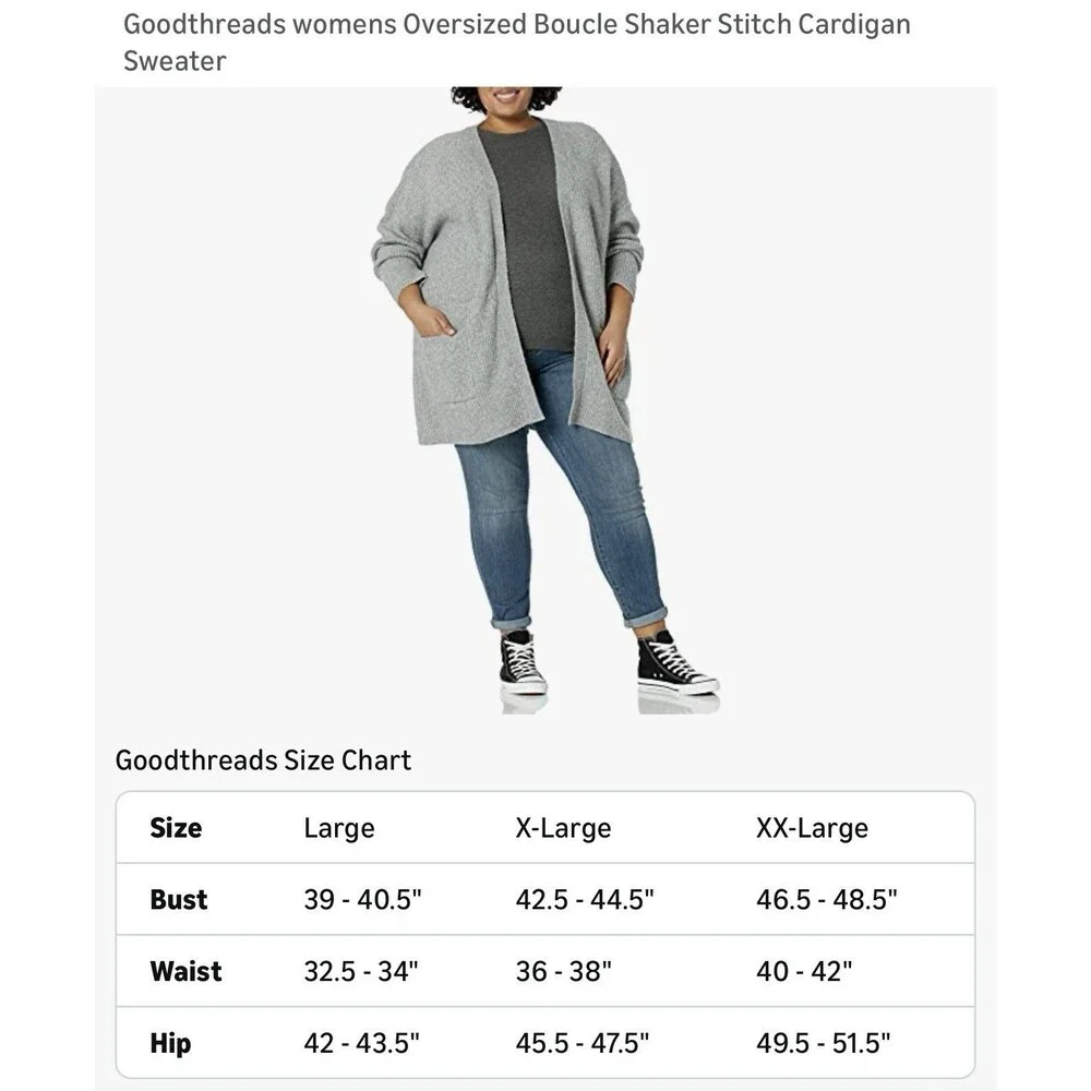 New Goodthreads Womens Cardigan Sweater XXL Gray Oversized Boucle Shaker Stitch - Picture 4 of 11